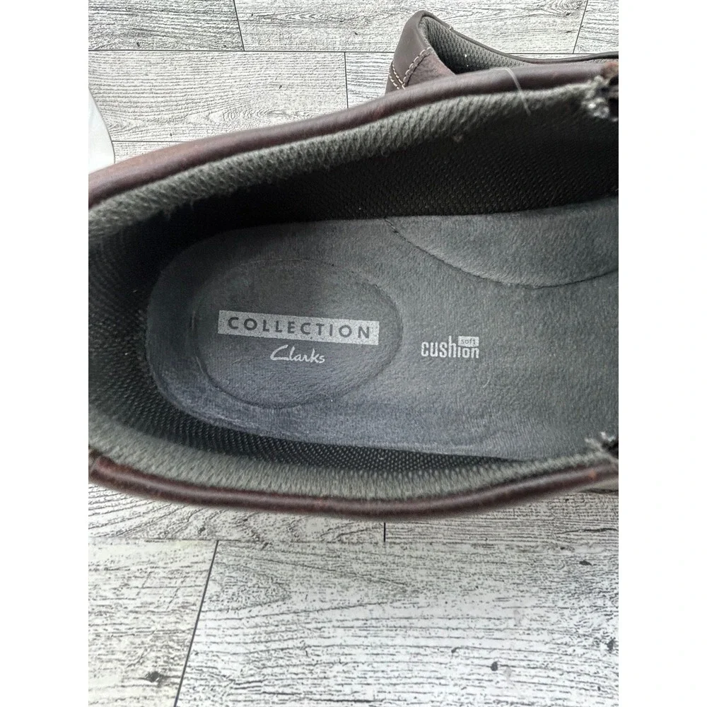 Clarks Mens Size‎ 12 W Brown Leather Slip On Soft Cushion Comfort Loafer Shoes